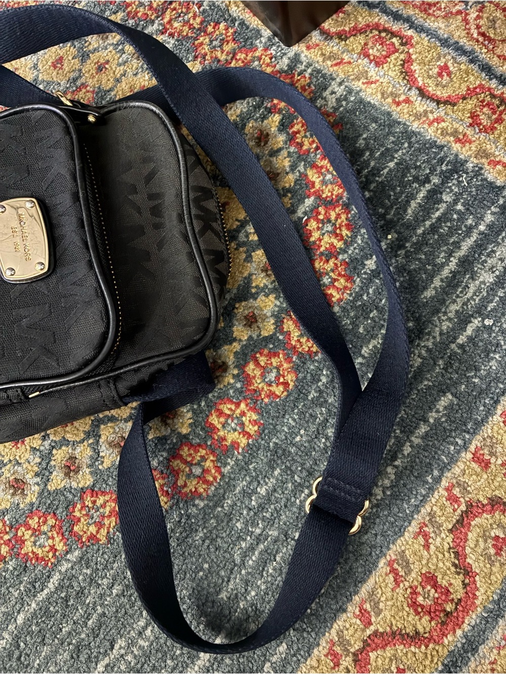 Michael Kors Black MK Monogram Crossbody Messenger - Picture 2 of 7